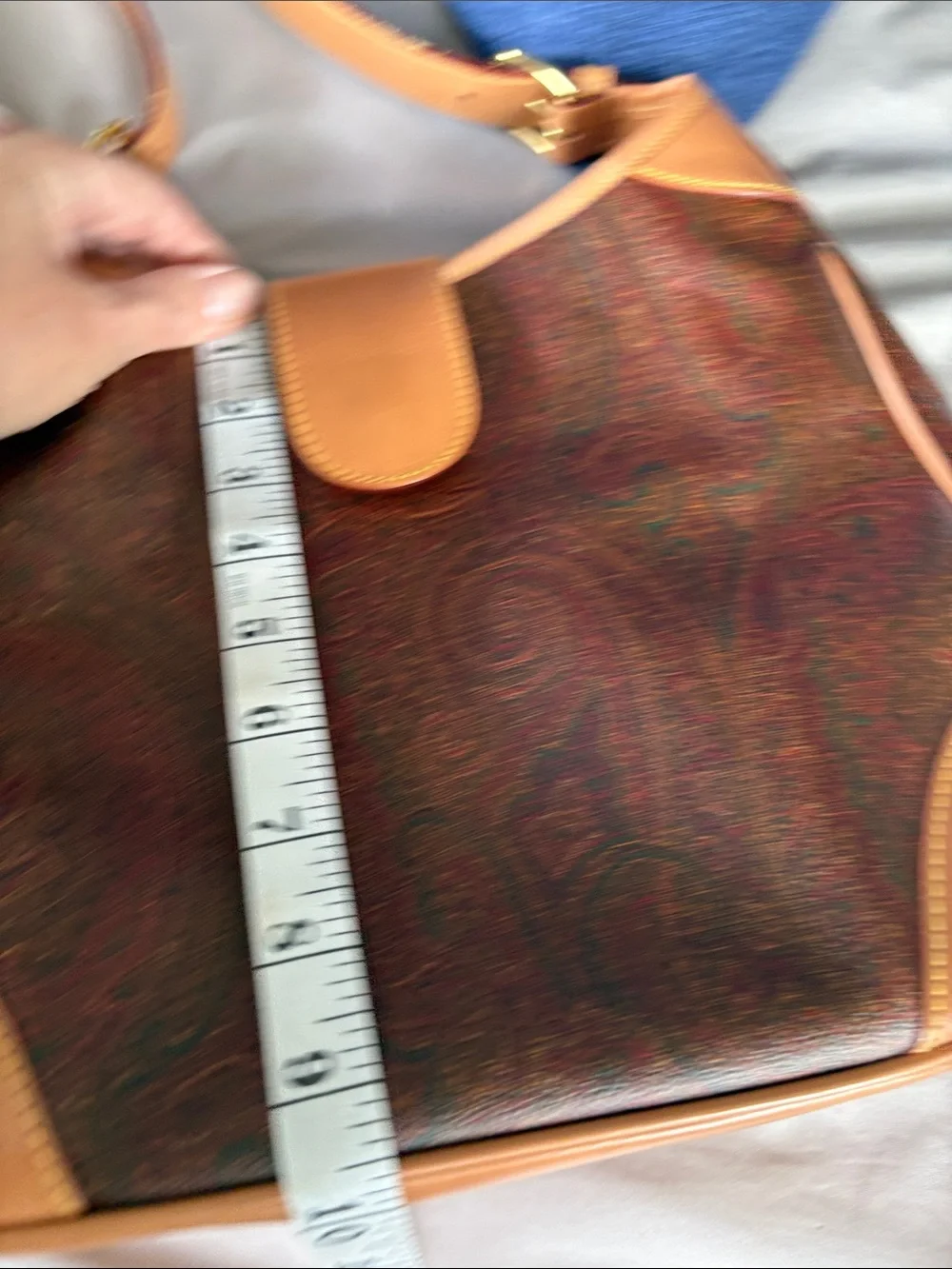 Etro Brown Paisley Shoulder Bag with Tan Leather Trim - Picture 12 of 14